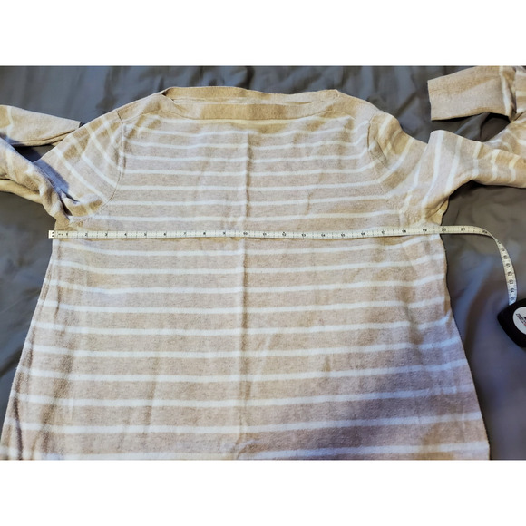 J.Crew Women’s Striped Linen Blend Sweater Beige White Long Sleeve Size Large - Picture 2 of 12